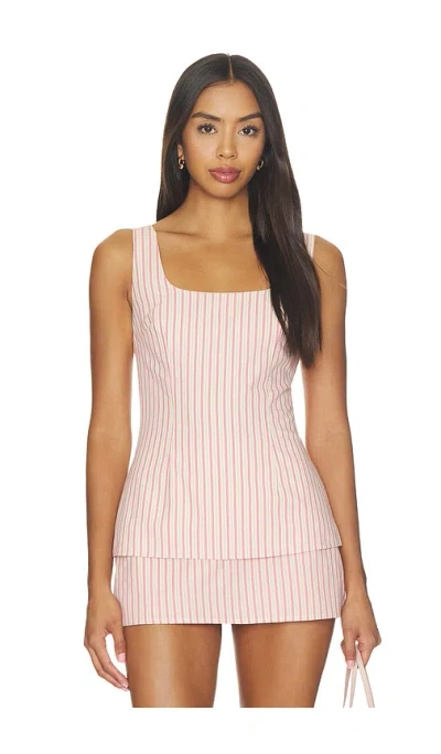 Lovers & Friends Rhodes Striped Linen Top In Pink
