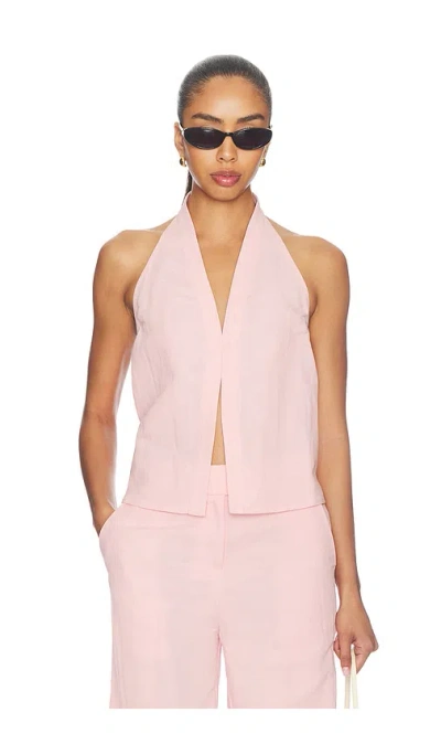 Lovers & Friends Sandra Linen Top In Pink