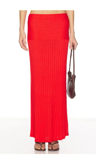 Lovers & Friends Shania Pointelle Maxi Skirt In Red