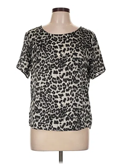 Pre-owned Lovers & Friends Short Sleeve Top Black Animal Print Pattern Crew Neck Tops