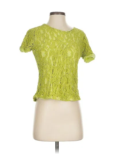 Pre-owned Lovers & Friends Short Sleeve Top Green Keyhole Neckline Tops