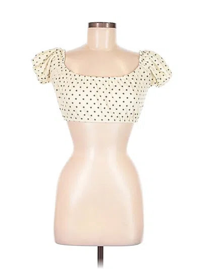 Pre-owned Lovers & Friends Short Sleeve Top Ivory Sweetheart Neckline Tops