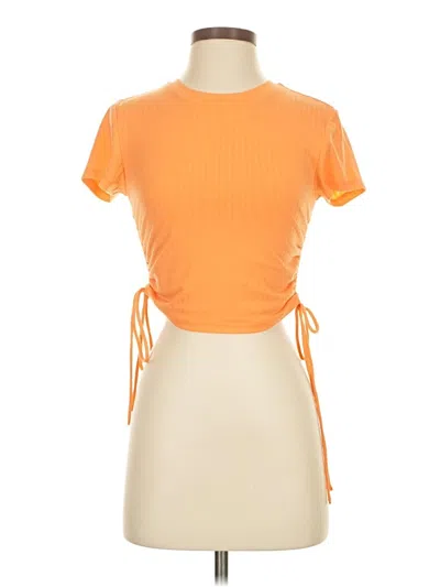 Pre-owned Lovers & Friends Short Sleeve Top Orange Keyhole Neckline Tops