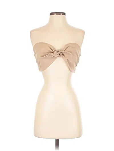 Pre-owned Lovers & Friends Sleeveless Top Tan Strapless Neckline Tops In Brown