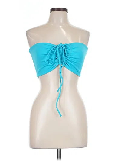 Pre-owned Lovers & Friends Sleeveless Top Teal Strapless Neckline Tops