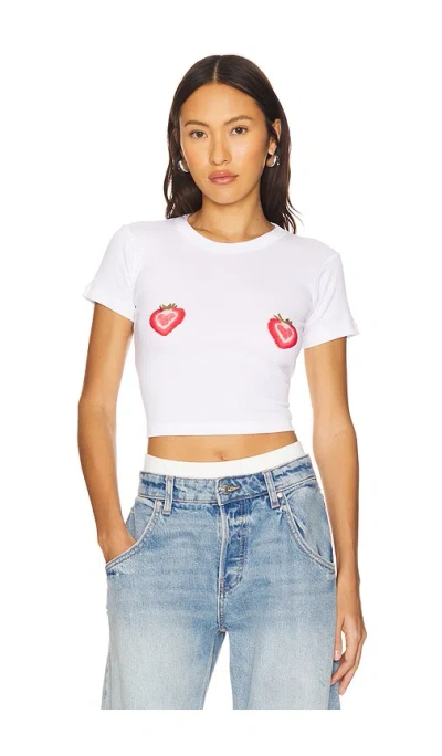 Lovers & Friends Strawberry Hearts Tee In White