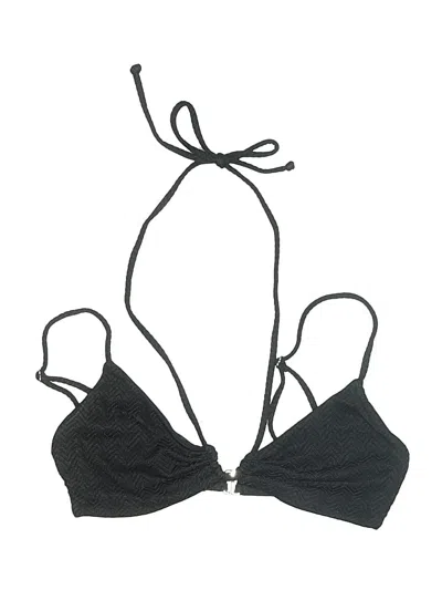 Pre-owned Lovers & Friends Swimsuit Top Black Chevron/herringbone Pattern Swimwear