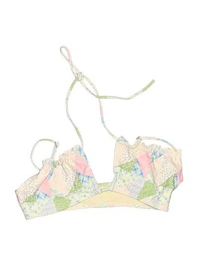 Pre-owned Lovers & Friends Swimsuit Top Green Print Pattern Swimwear