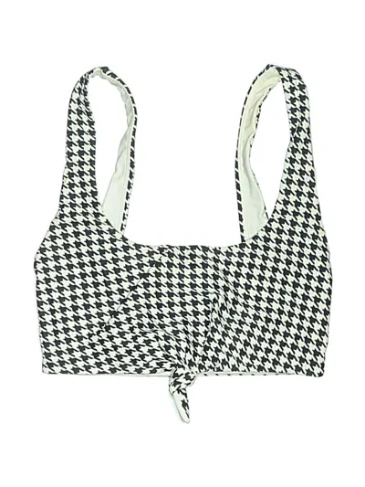 Pre-owned Lovers & Friends Swimsuit Top Ivory Houndstooth Pattern Swimwear
