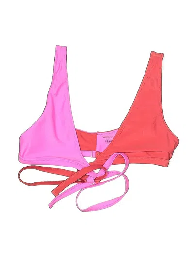 Pre-owned Lovers & Friends Swimsuit Top Pink Color Block Pattern Swimwear