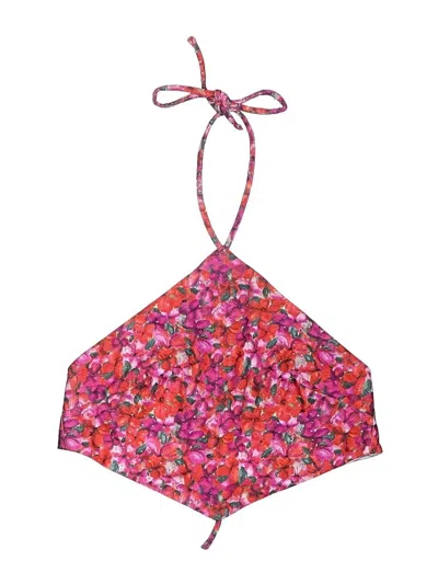 Pre-owned Lovers & Friends Swimsuit Top Pink Floral Pattern Swimwear