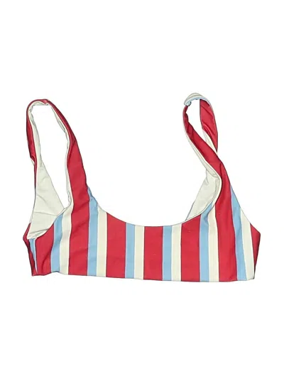 Pre-owned Lovers & Friends Swimsuit Top Red Stripes Pattern Swimwear