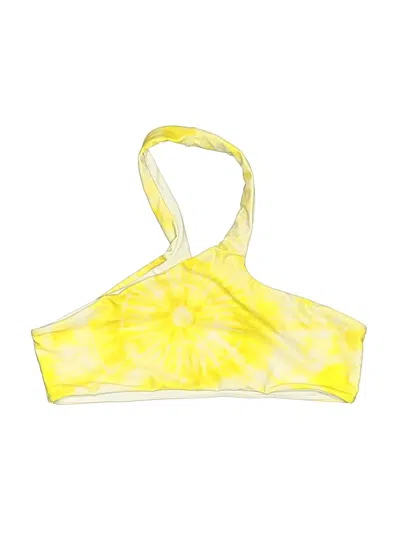 Pre-owned Lovers & Friends Swimsuit Top Yellow Tie-dye Pattern Swimwear