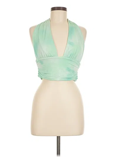 Pre-owned Lovers & Friends Tank Top Green Halter Neckline Tops