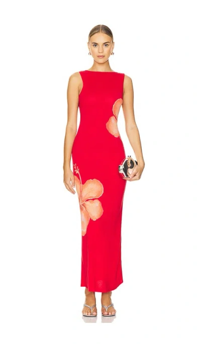 Lovers & Friends Vicenta Maxi Dress In Red & Orange Multi