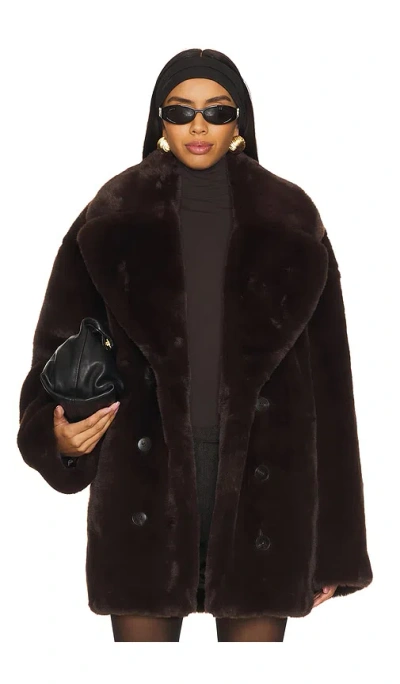 Lovers & Friends Wainscott Faux Fur Jacket In Brown