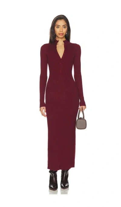 Lovers & Friends X Christina Elezaj Gretta Mock Neck Midi Dress In Burgundy