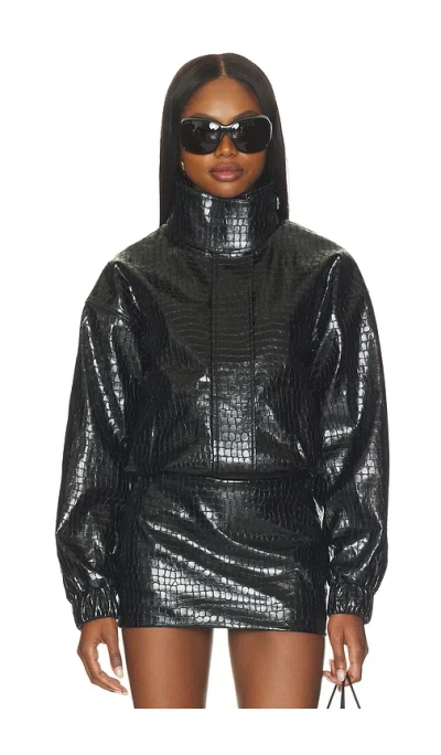 Lovers & Friends X Hannah Lizzy Denise Faux Croc Jacket In Black