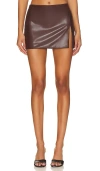 Lovers & Friends X Rachel Ana Faux Leather Skirt In Pecan Brown