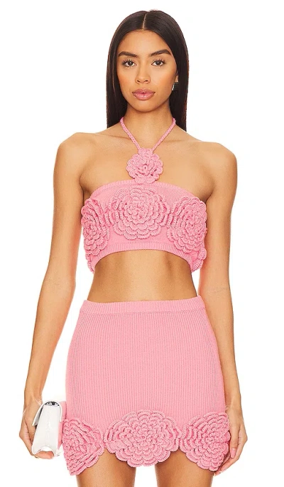 Lovers & Friends Ashby Crochet Top In Pink