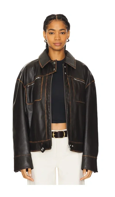 Lovers & Friends Brinley Faux Leather Jacket In Brown