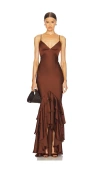 Lovers & Friends Cleo Gown In Chocolate Brown
