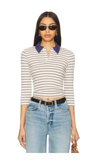 Lovers & Friends Dafne Polo Top In Ivory,blue