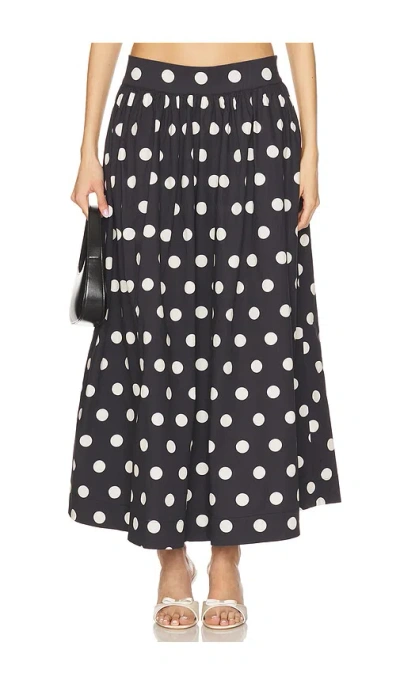 Lovers & Friends Deven Midi Skirt In Black Polka Dot