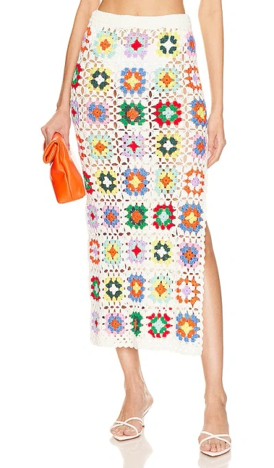 Lovers & Friends Kennedi Maxi Skirt In White Multi