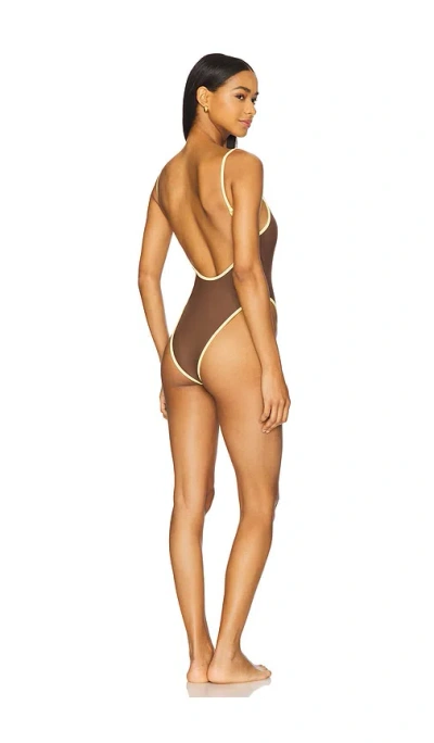 Lovers & Friends Kenzia One Piece In Brown & Yellow