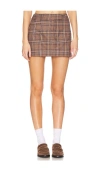 Lovers & Friends Leah Mini Skirt In Brown Plaid Multi