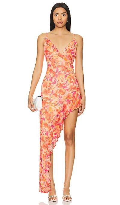 Lovers & Friends Lilo Asymmetrical Maxi Dress In Sunset Floral Multi