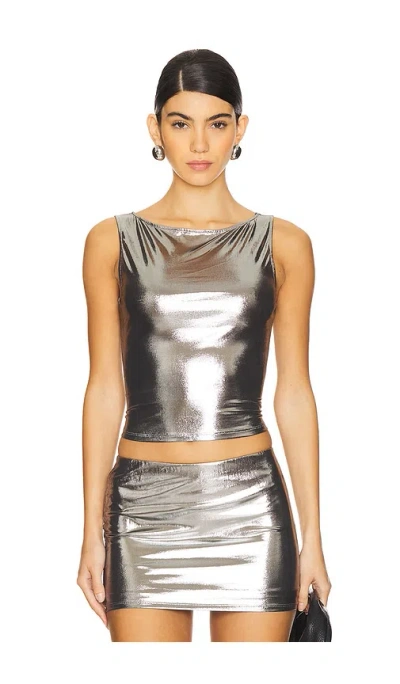 Lovers & Friends Liza Top In Metallic Silver