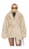 Lovers & Friends Margot Faux Fur Coat In Sand Neutral