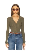 Lovers & Friends Meriah Polo Cardigan In 아미 그린