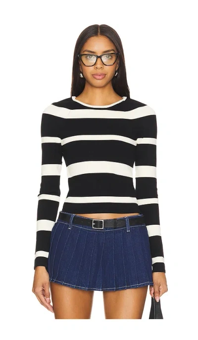 Lovers & Friends Miriam Striped Sweater In 블랙 & 크림
