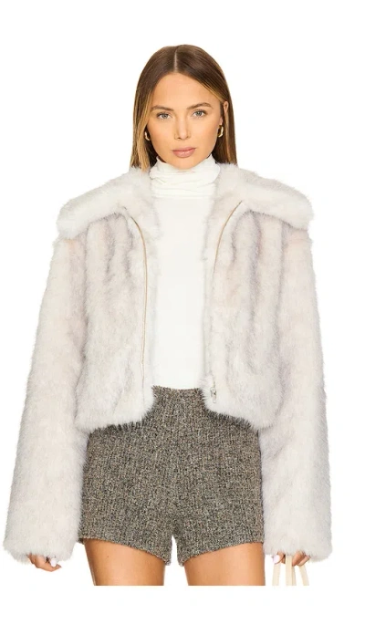 Lovers & Friends X Emma Rose Nina Faux Fur Jacket In Ivory