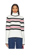 Lovers & Friends Ocã©ane Turtleneck Pullover In Black & Red Stripe