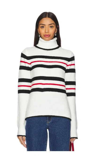 Lovers & Friends Ocã©ane Turtleneck Pullover In Black & Red Stripe
