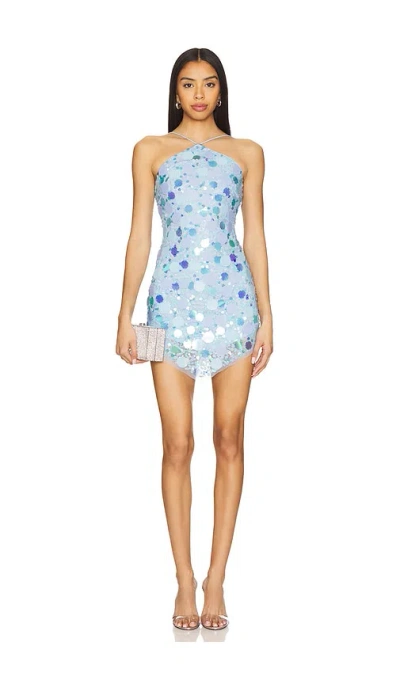 Lovers & Friends Quinn Embellished Mini Dress In Light Blue Sequin