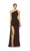 Lovers & Friends Sabrina Gown In Espresso Brown