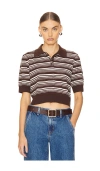 Lovers & Friends Sheeva Stripe Polo In 棕色 & 乳白色