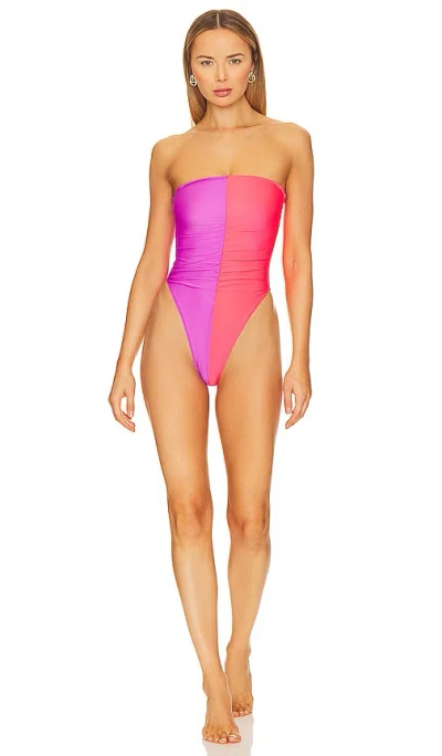 Lovers & Friends Tropic Daze One Piece In Purple & Psycho Red