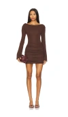 Lovers & Friends X Emily Gemma Quinn Mini Dress In Chocolate