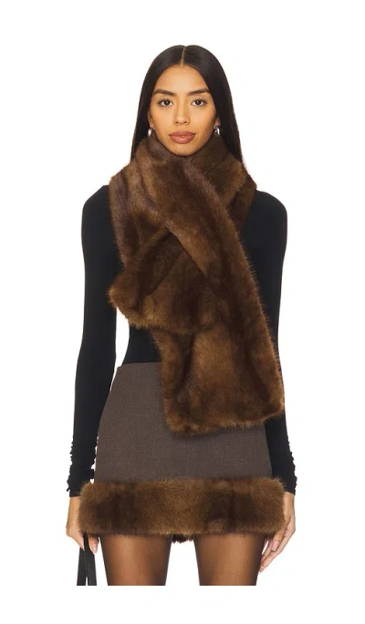 Lovers & Friends X Emma Rose Faux Mink Scarf In Mink Brown