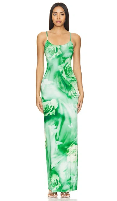 Lovers & Friends Zura Maxi Dress In Green Rose Swirl