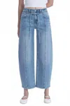 Lovervet Bow & Go Barrel Leg Jeans In Blue In Blue