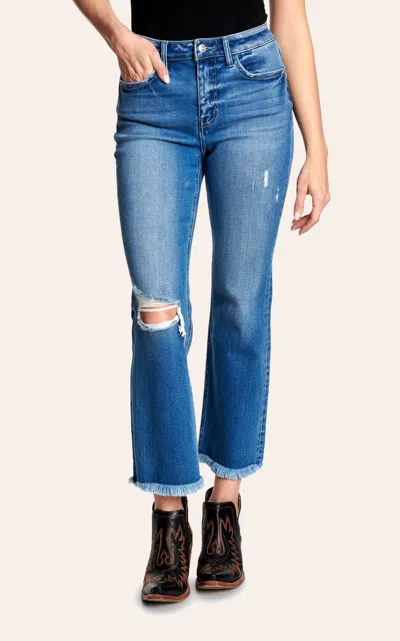 Lovervet By Vervet Women's Medium Wash Raw Hem Cropped Jeans In Blue