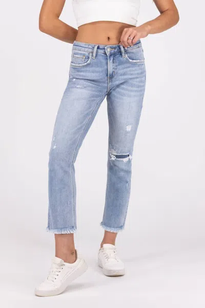 Lovervet Don't Stop Fighting Mid-rise Slim Straight Fit Denim Jeans In Light Wash In Blue