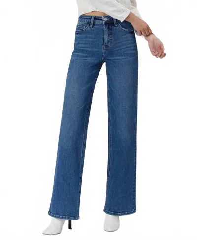 Lovervet Elle Tummy Control 90's High Rise Wide Leg Jeans In Blue